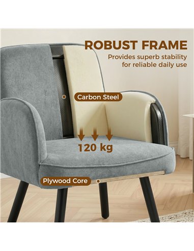 HOMCOM Lounge Chair Velvet Upholstered Armchair with Spring Cushion for Living Room Bedroom Grey