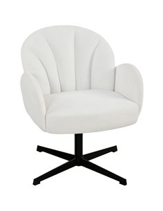 HOMCOM Swivel Accent Chair, Shell-Shaped Armchair with Spring Cushion, Metal Base, Cream White