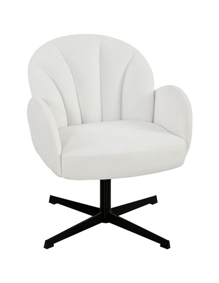 HOMCOM Swivel Accent Chair, Shell-Shaped Armchair with Spring Cushion, Metal Base, Cream White - pic 190318 | FastDaddyshop