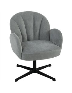 HOMCOM Swivel Accent Chair, Shell-Shaped Armchair with Spring Cushion, Metal Base, Grey