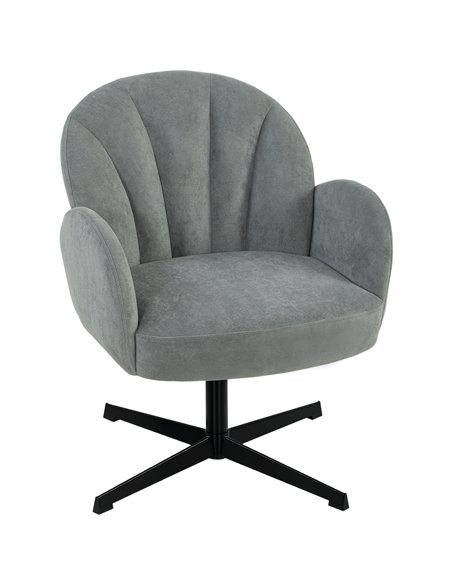 HOMCOM Swivel Accent Chair, Shell-Shaped Armchair with Spring Cushion, Metal Base, Grey - pic 190327 | FastDaddyshop