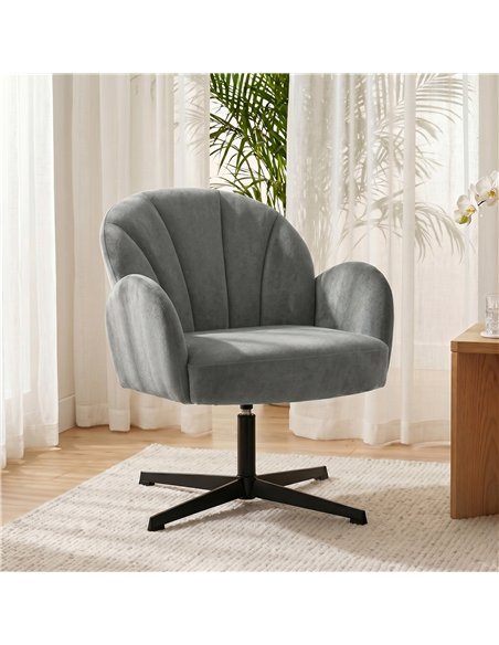 HOMCOM Swivel Accent Chair, Shell-Shaped Armchair with Spring Cushion, Metal Base, Grey - pic 190328 | FastDaddyshop