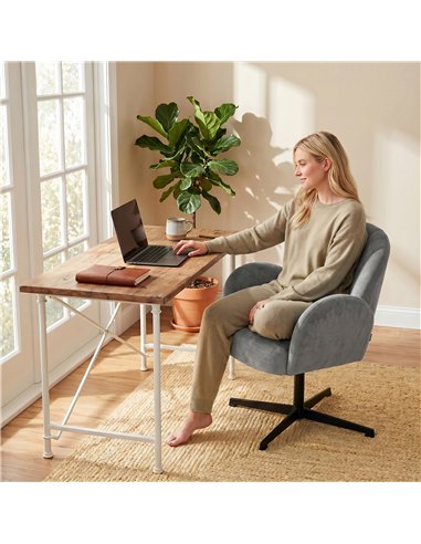 HOMCOM Swivel Accent Chair, Shell-Shaped Armchair with Spring Cushion, Metal Base, Grey