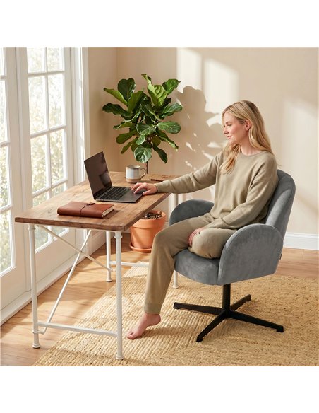 HOMCOM Swivel Accent Chair, Shell-Shaped Armchair with Spring Cushion, Metal Base, Grey - pic 190335 | FastDaddyshop