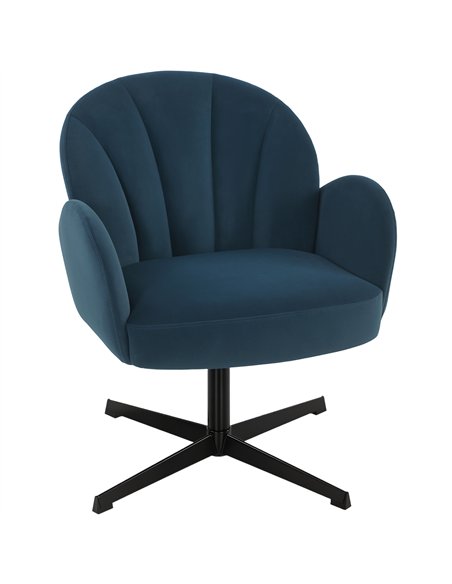 HOMCOM Swivel Accent Chair, Shell-Shaped Armchair with Spring Cushion, Metal Base, Dark Blue - pic 190336 | FastDaddyshop
