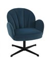 HOMCOM Swivel Accent Chair, Shell-Shaped Armchair with Spring Cushion, Metal Base, Dark Blue
