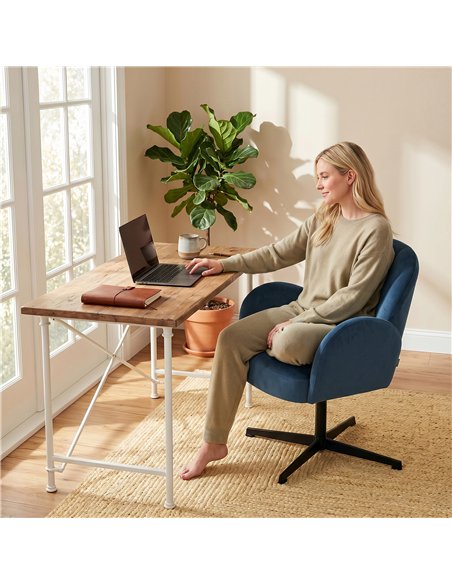 HOMCOM Swivel Accent Chair, Shell-Shaped Armchair with Spring Cushion, Metal Base, Dark Blue - pic 190344 | FastDaddyshop