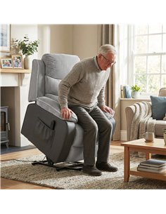 HOMCOM Overstuffed Corduroy Electric Lift Recliner Chair - Light Grey 2
