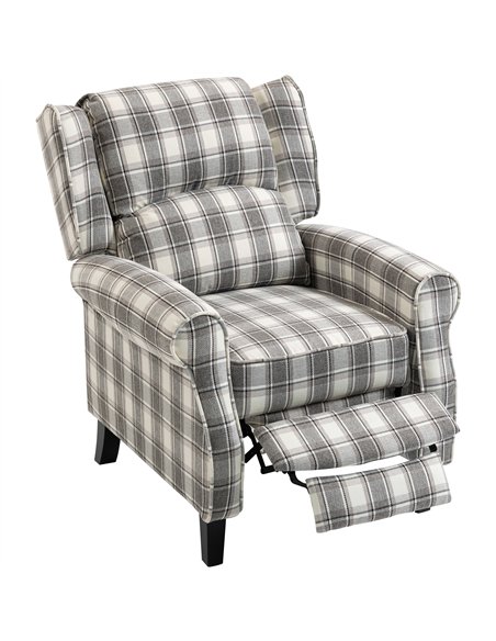 HOMCOM 160° Reclining Armchair, with Footrest - Grey and White - pic 190354 | FastDaddyshop