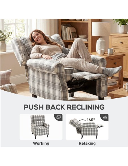 HOMCOM 160° Reclining Armchair, with Footrest - Grey and White - pic 190357 | FastDaddyshop