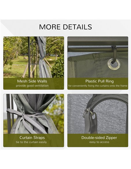 Outsunny 3x3M Garden Gazebo 2 Top Tent with Mesh Curtain, Grey - pic 19036 | FastDaddyshop