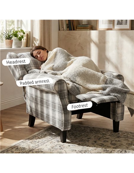 HOMCOM 160° Reclining Armchair, with Footrest - Grey and White - pic 190360 | FastDaddyshop