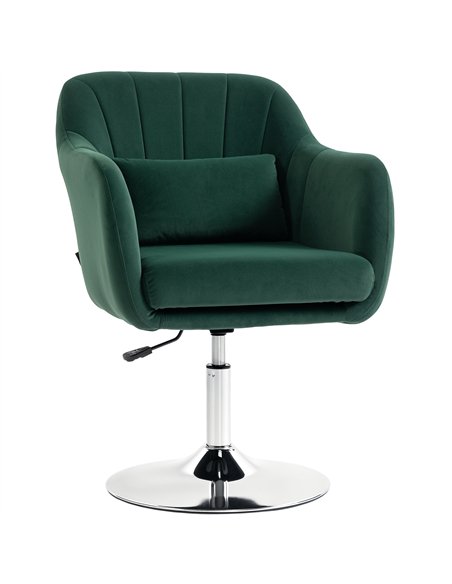HOMCOM Retro Velvet Swivel Tub Chair with Steel Frame, Cushion Seat, Dark Green - pic 190363 | FastDaddyshop