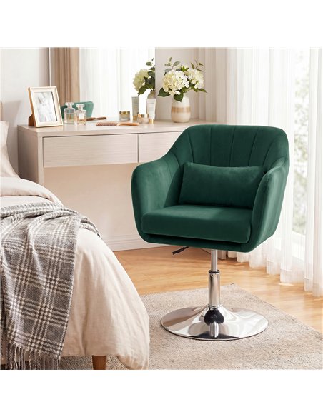 HOMCOM Retro Velvet Swivel Tub Chair with Steel Frame, Cushion Seat, Dark Green - pic 190364 | FastDaddyshop