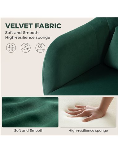 HOMCOM Retro Velvet Swivel Tub Chair with Steel Frame, Cushion Seat, Dark Green