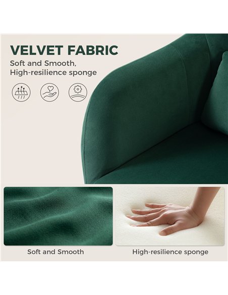 HOMCOM Retro Velvet Swivel Tub Chair with Steel Frame, Cushion Seat, Dark Green - pic 190366 | FastDaddyshop