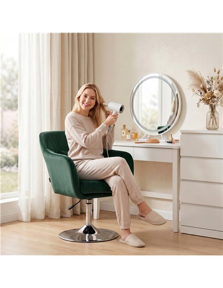 HOMCOM Retro Velvet Swivel Tub Chair with Steel Frame, Cushion Seat, Dark Green - pic 190370 | FastDaddyshop