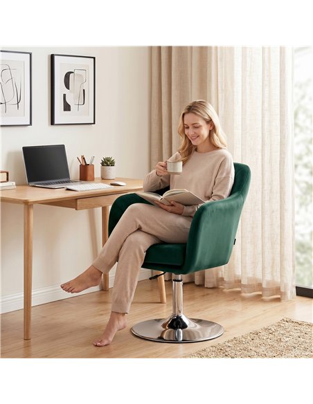 HOMCOM Retro Velvet Swivel Tub Chair with Steel Frame, Cushion Seat, Dark Green - pic 190371 | FastDaddyshop