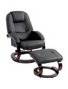 HOMCOM Swivel Recliner Chair with Footstool, PU Leather Recliner Armchair with Adjustable Back and Wood Frame, Black