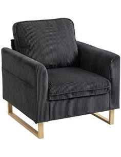 HOMCOM Accent Chair with Pocket Spring, Modern Industrial Armchair with Metal Legs for Livingroom Dark Grey
