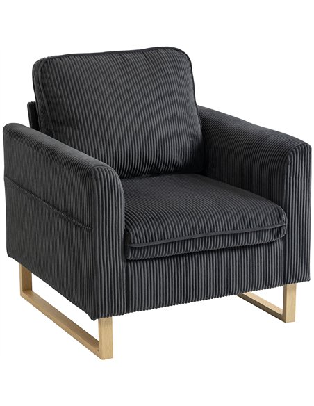 HOMCOM Accent Chair with Pocket Spring, Modern Industrial Armchair with Metal Legs for Livingroom Dark Grey - pic 190381 | FastDaddyshop