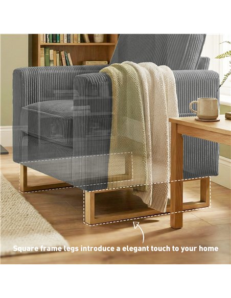 HOMCOM Accent Chair with Pocket Spring, Modern Industrial Armchair with Metal Legs for Livingroom Dark Grey - pic 190386 | FastDaddyshop