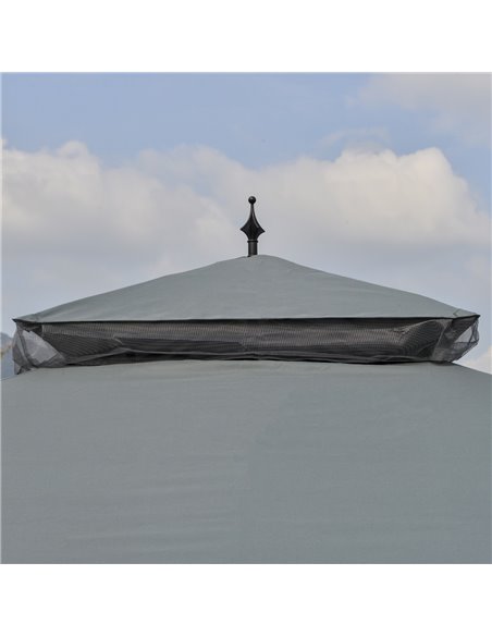 Outsunny 3x3M Garden Gazebo 2 Top Tent with Mesh Curtain, Grey - pic 19039 | FastDaddyshop