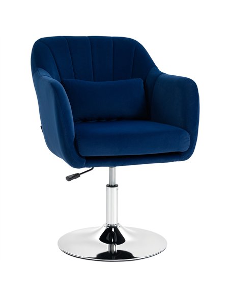 HOMCOM Retro Velvet Swivel Tub Chair with Steel Frame, Cushion Seat, Dark Blue - pic 190399 | FastDaddyshop