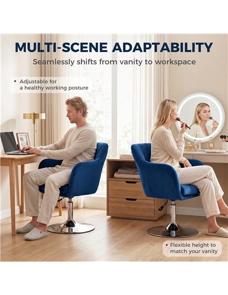 HOMCOM Retro Velvet Swivel Tub Chair with Steel Frame, Cushion Seat, Dark Blue - pic 190404 | FastDaddyshop