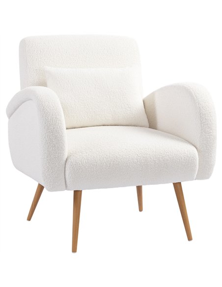 HOMCOM Teddy Fleece Accent Chair - Cream White - pic 190408 | FastDaddyshop