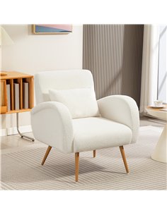 HOMCOM Teddy Fleece Accent Chair - Cream White 2