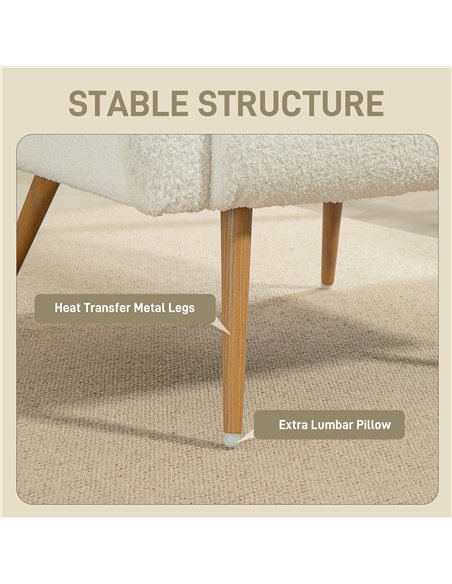 HOMCOM Teddy Fleece Accent Chair - Cream White - pic 190412 | FastDaddyshop