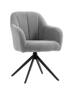HOMCOM 360 Degree Swivel Accent Chair, Snow Flannel Armchair, Grey