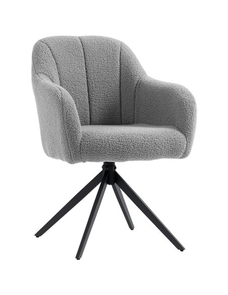 HOMCOM 360 Degree Swivel Accent Chair, Snow Flannel Armchair, Grey - pic 190417 | FastDaddyshop