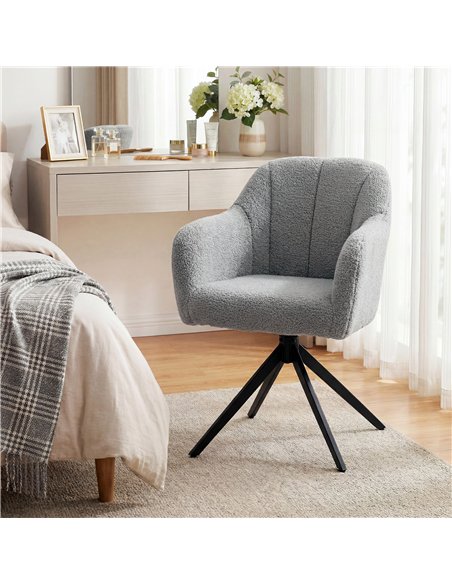 HOMCOM 360 Degree Swivel Accent Chair, Snow Flannel Armchair, Grey - pic 190418 | FastDaddyshop