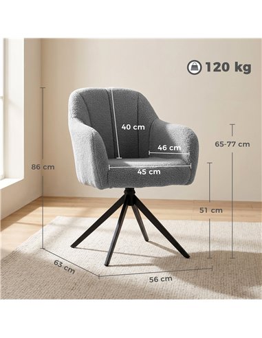 HOMCOM 360 Degree Swivel Accent Chair, Snow Flannel Armchair, Grey
