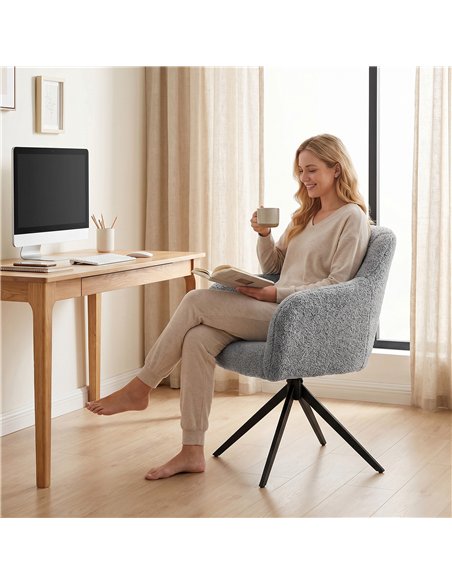 HOMCOM 360 Degree Swivel Accent Chair, Snow Flannel Armchair, Grey - pic 190424 | FastDaddyshop