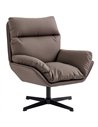 HOMCOM Accent Chair with 360 Swivel Armchair for Living Room with Padded Cushion Dark Brown