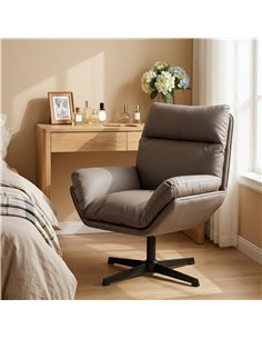 HOMCOM Accent Chair with 360 Swivel Armchair for Living Room with Padded Cushion Dark Brown 2