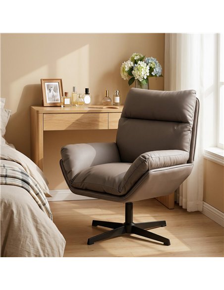 HOMCOM Accent Chair with 360 Swivel Armchair for Living Room with Padded Cushion Dark Brown - pic 190436 | FastDaddyshop