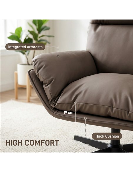 HOMCOM Accent Chair with 360 Swivel Armchair for Living Room with Padded Cushion Dark Brown - pic 190439 | FastDaddyshop