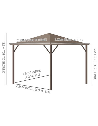 Outsunny 3x3M Aluminium Hardtop Gazebo with Mesh Curtains & Side Walls, Brown