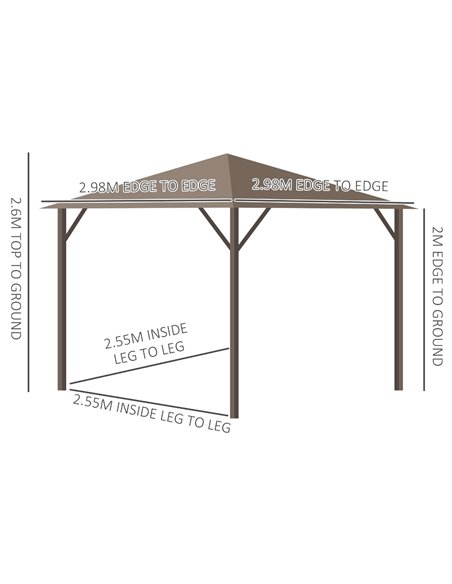 Outsunny 3x3M Aluminium Hardtop Gazebo with Mesh Curtains & Side Walls, Brown - pic 19044 | FastDaddyshop