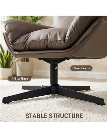 HOMCOM Accent Chair with 360 Swivel Armchair for Living Room with Padded Cushion Dark Brown - pic 190441 | FastDaddyshop