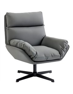 HOMCOM Accent Chair with 360 Swivel Armchair for Living Room with Padded Cushion Dark Grey