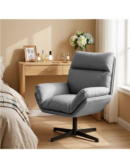HOMCOM Accent Chair with 360 Swivel Armchair for Living Room with Padded Cushion Dark Grey - pic 190445 | FastDaddyshop