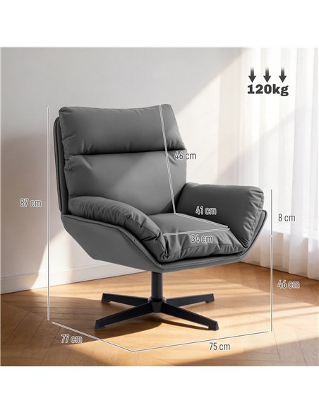 HOMCOM Accent Chair with 360 Swivel Armchair for Living Room with Padded Cushion Dark Grey - pic 190446 | FastDaddyshop