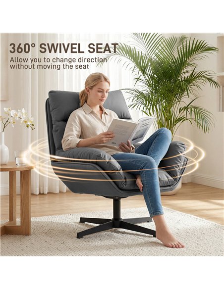HOMCOM Accent Chair with 360 Swivel Armchair for Living Room with Padded Cushion Dark Grey - pic 190447 | FastDaddyshop