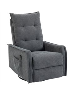 HOMCOM Recliner Armchair, Chenille Recliner Chair with Massage and Heat, 360° Swivel Rocking Manual Recliner, Dark Grey