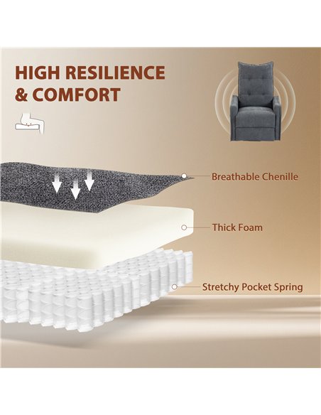 HOMCOM Recliner Armchair, Chenille Recliner Chair with Massage and Heat, 360° Swivel Rocking Manual Recliner, Dark Grey - pic 190459 | FastDaddyshop